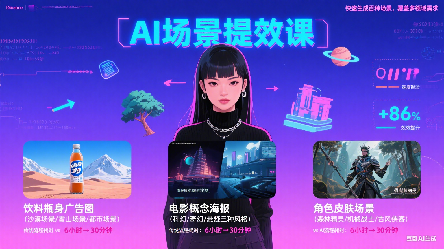 AI快速换100个场景作图提效课