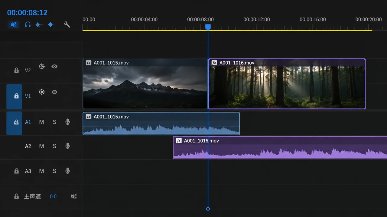 Premiere Pro 视频剪辑：如何通过 J-Cut 和 L-Cut 提升转场流畅度