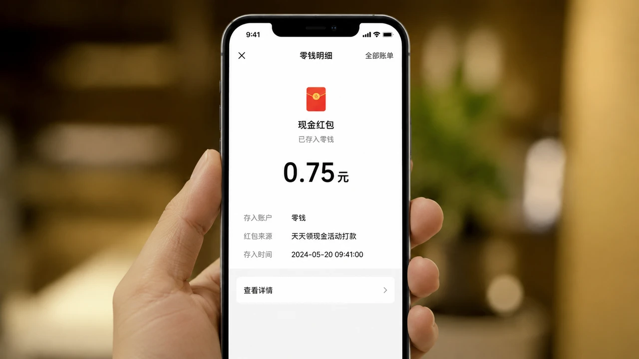 晒账单活动实际到账小额红包截图