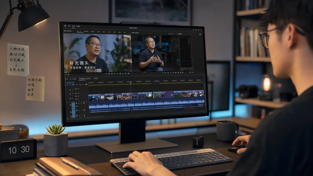 竖屏采访视频剪辑：如何用B-roll补足跳剪和空镜