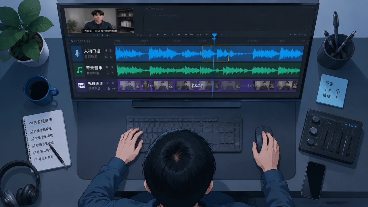 剪映分离人声与配乐后怎么剪：口播视频音频整理流程
