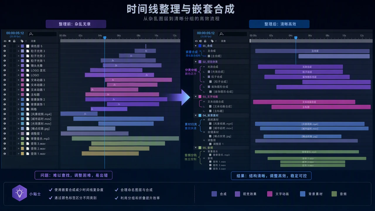 AE预合成的使用时机：合并图层前先判断这两类需求
