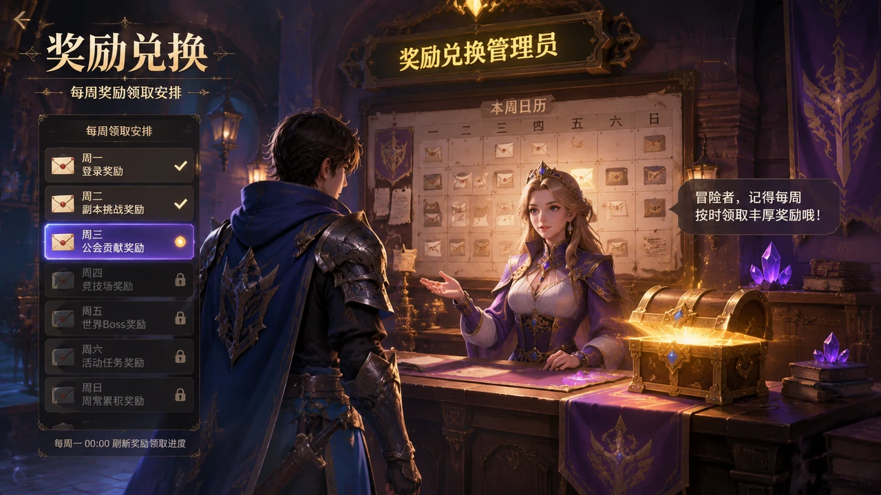 游戏内按周领取消费返利奖励的场景