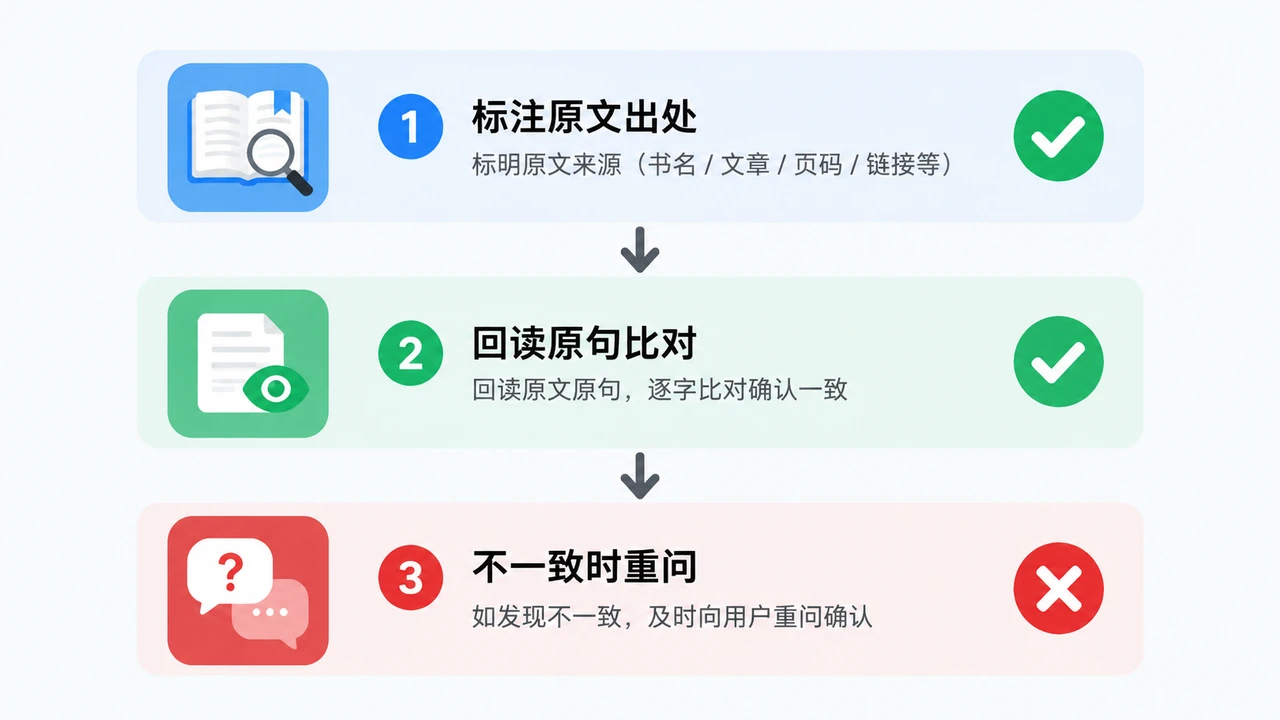 引用核对三步流程示意图