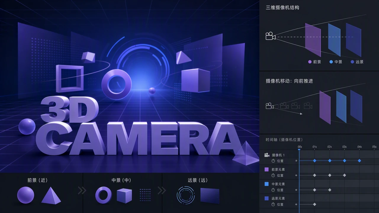 AE三维摄像机教程：让二维图层组成有景深的镜头运动