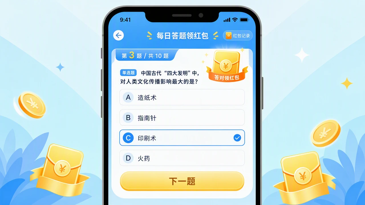答题有礼答题抽红包示意图