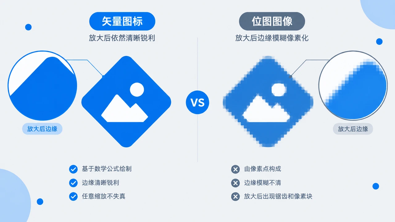 矢量与位图放大后的边缘清晰度对比