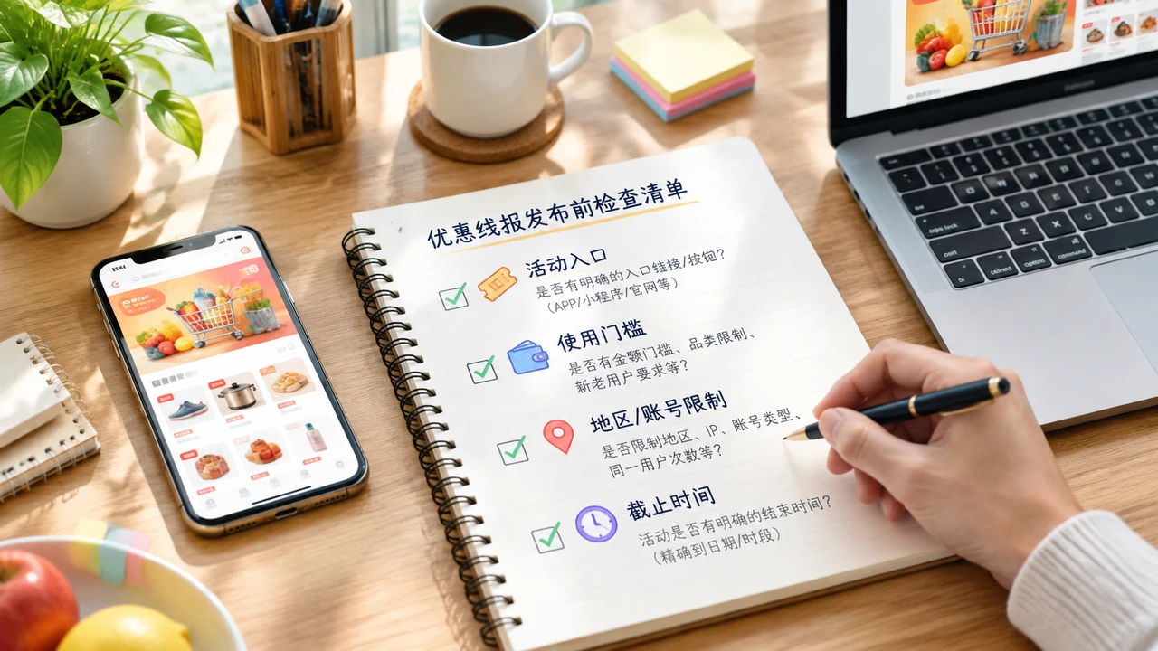 发布优惠线报前核对入口门槛和时间