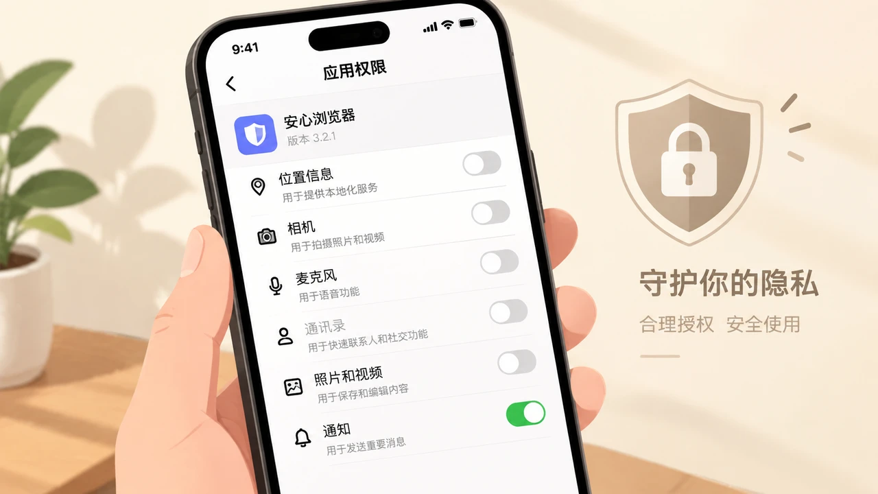 手机屏幕显示应用权限管理界面，部分权限开关已关闭